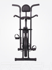 Air bike AB-110: Front view of black Air bike. Best at home fitness equipment.