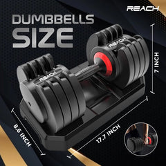Reach Power 20 Adjustable Dumbbells (3Kg to 20Kg) for Home Use and Perfect Fitness Product | Easy Weight Adjustments | Suitable for Men and Women Best at Home Gym Equipment for Full Body Workout.